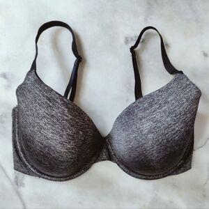 Victoria's Secret T-shirt Lightly Lined Demi Bra, Dark Grey Heather, Sz 34DDD
